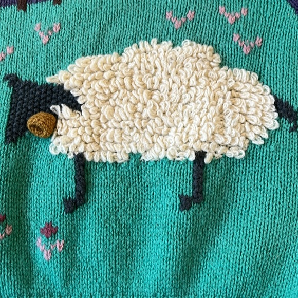 Vintage Cottagecore Farm Sheep Shetland Hand Knit Wool By The Eagle’s Eye Size L - Picture 3 of 9